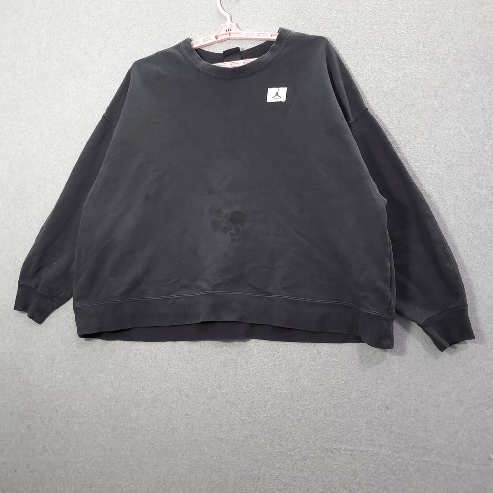 Air Jordan Women Sweatshirt 2X Black Loose Fit Logo Jumpman Fleece Pullover READ